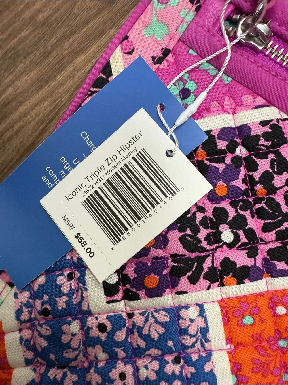 Vera Bradley Iconic Triple Zip Hipster Modern Medley Patchwork Crossbody Bag